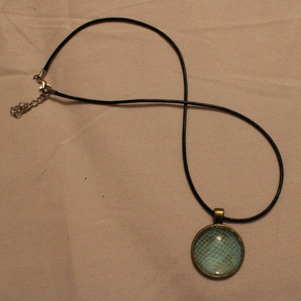 Snakeshed Necklace Blue Snakeskin Pendant Ball Python Shed Handmade